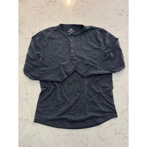 Michael Brandon Men Dark Gray Heathered Long Sleeve Henley Shirt Size Small
